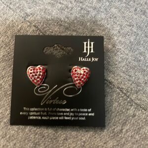 Heart Shaped Red Crystals Earrings